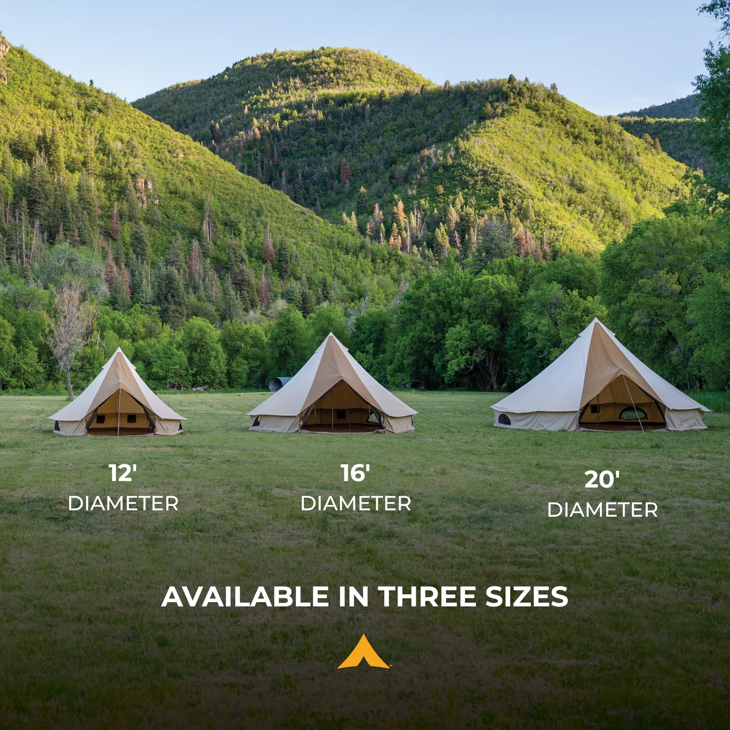 Teton Sierra 12 Canvas Bell Tent; Waterproof 12 Person Family Camping Tent, Brown