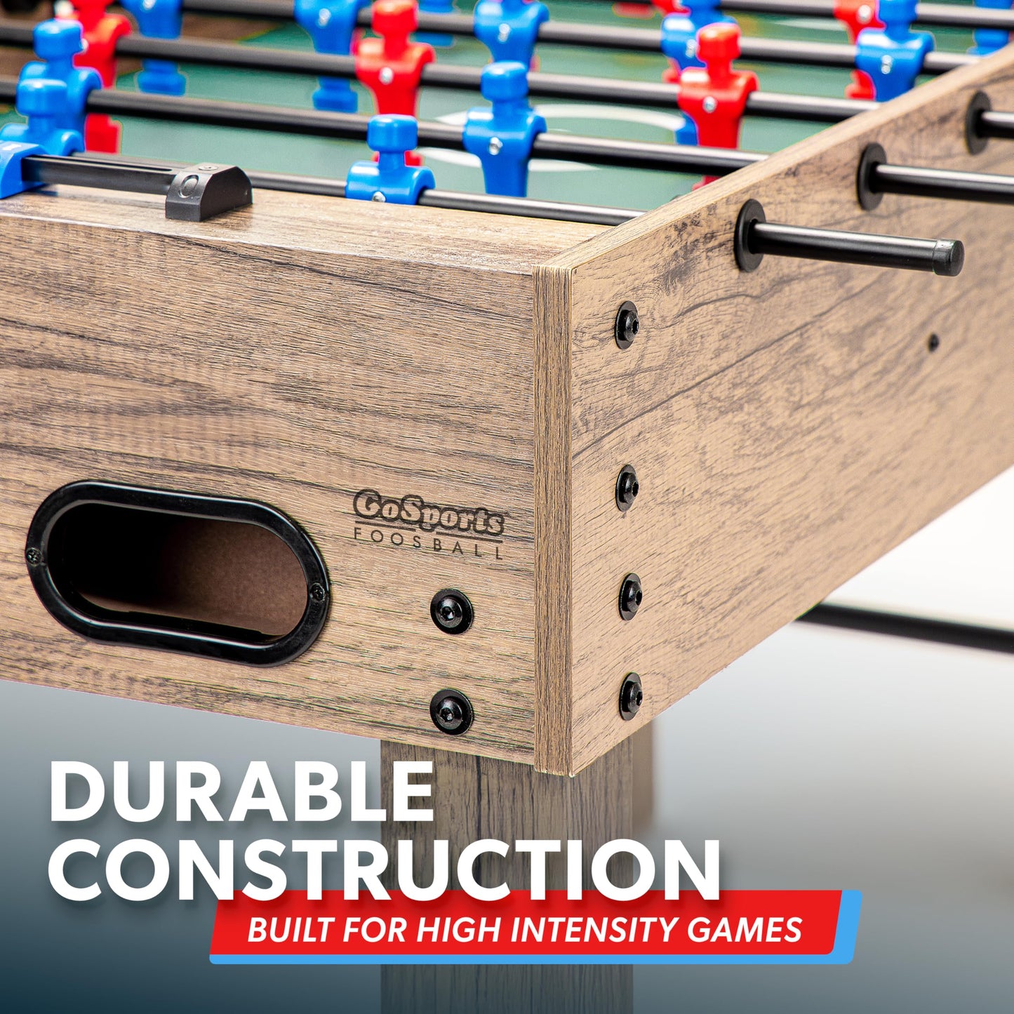 GoSports 54 Inch Full Size Foosball Table - Oak Finish - Includes 4 Balls and 2 Cup Holders