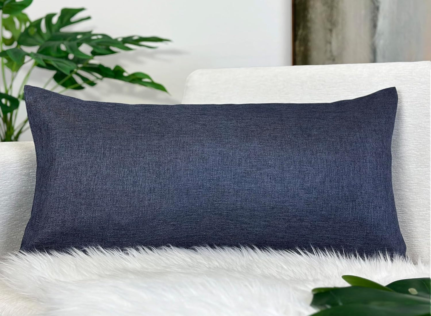 12x24 Inch 1 Aiking Home Imitation Burlap Lumbar Pillow Cover Vintage Faux Linen Rustic Natural Look, Piece Elegance