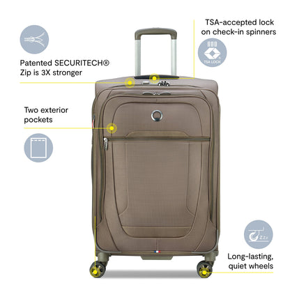 DELSEY PARIS Helium DLX Softside Expandable Luggage with Spinner Wheels, Navy Blue, Checked-Large 29 Inch