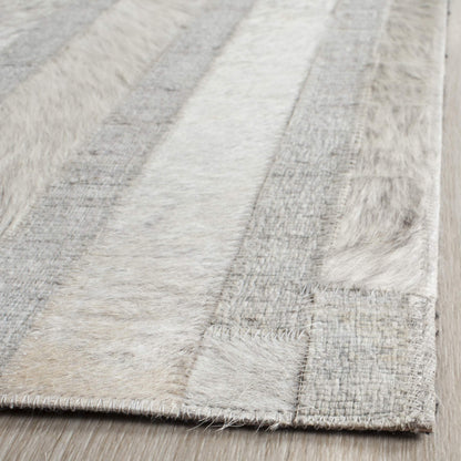 SAFAVIEH Studio Leather Collection 8' x 10' Ivory/Grey STL222A Handmade Mid-Century Modern Leather & Viscose Area Rug