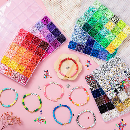 Taybonds Beaded Bracelet Assembly Set – Polymer Clay & Letter Beads with Minimalist Accent Pieces, Aesthetic Jewelry Components for Adult Personal Style