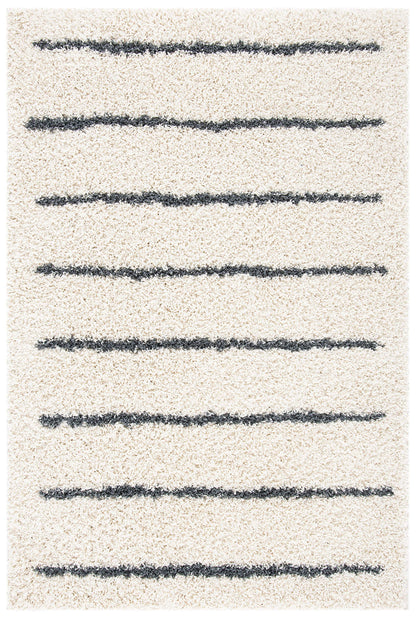 SAFAVIEH Venus Shag Collection Area Rug - 10' x 14', Ivory & Dark Grey, Stripe Design, Non-Shedding & Easy Care, 1.8-inch Thick Ideal for High Traffic Areas in Living Room, Bedroom (VNS604B)