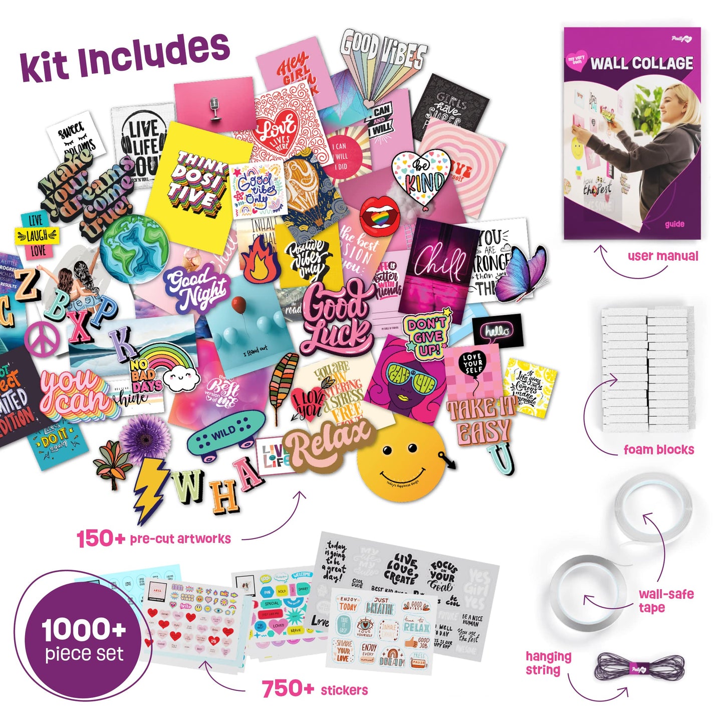 Pretty Me Wall Collage Kit for Teen & Tween Girls - Arts Craft Easter Gift Ideas for Age 11, 12,13, 14, 15, 16 Year Old Girl - Birthday Gifts for Teenage Bedroom Decor - Teens Creative Crafts Kits