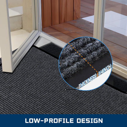 8'x4' Front Door Mat, Extra Large Indoor Outdoor Doormat, Heavy Duty Commercial Floor Mat, Non Slip Rubber Backing Welcome Mats for Entryway, High Traffic Area, Waterproof, Low-Profile, Easy to Clean