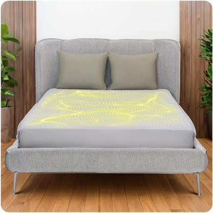 Grounding Sheets Twin Size - Grey Earthing Sheets for Natural Sleep Enhancer - 90% Organic Cotton + 10% Silver Fiber Fitted Grounding Bed Sheets with Grounding Cord - Experience Ultimate Relaxation