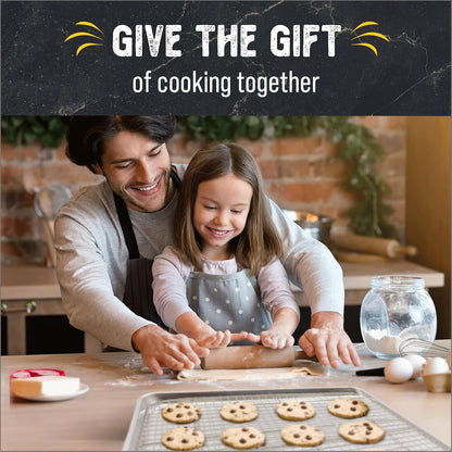 Checkered Chef Baking Sheets for Oven, Quarter Sheet Pan with Stainless Steel Wire Rack, Easy Clean Cookie Sheets,