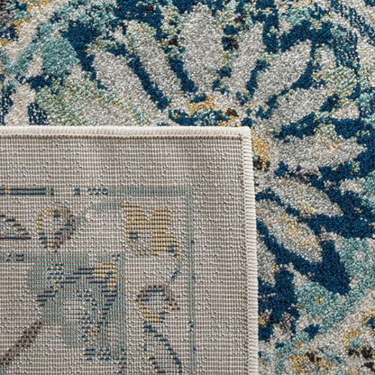 SAFAVIEH Evoke Collection Accent Rug (2'2" x 4', Ivory & Blue, Boho Design, Non-Shedding, Easy Care)
