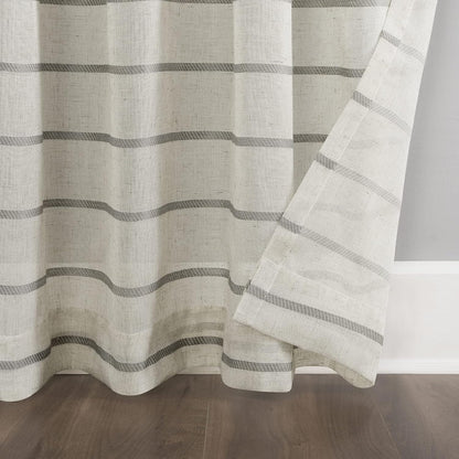 Clean Window Twill Stripe Anti-Dust Sheer Curtain Panel, 52" x 84", Allergy/Pet Friendly, Gray