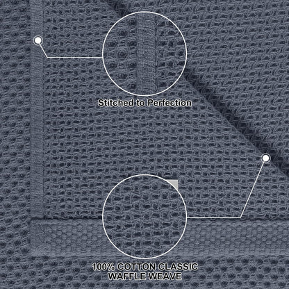 Homaxy 100% Cotton Kitchen Towels and Dishcloths Set, 12 x 12 Inches and 13 x 28 Inches, Set of 8 Bulk Kitchen Towels Set, Ultra Soft Absorbent Dish Cloths for Washing Dishes, Dark Grey