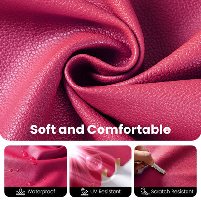 Marine Vinyl Fabric, Upholstery Faux Leather Fabric by The Yard, 1.05mm Lychee Texture Leather Sheets for Sofa Chairs Handbags Hair Bows Earrings Crafts (1 Yard 36''X 54'', Hot Pink)