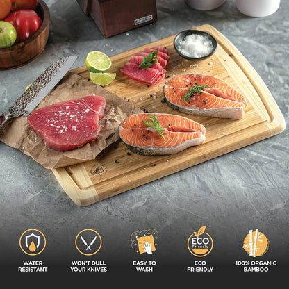 Extra-Large 18 Inch Cutting Board - Bamboo Wood with Deep Juice Groove - Charcuterie & Chopping Butcher Block for Meat