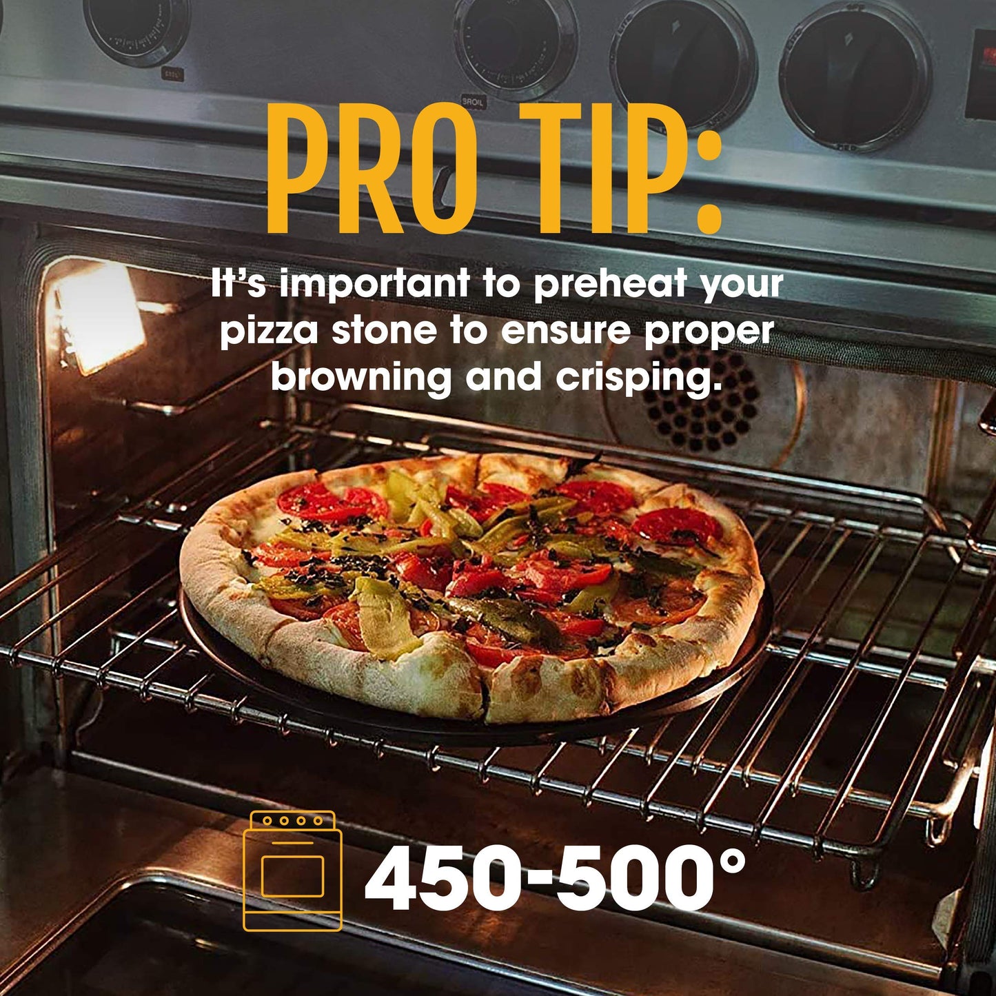 Heritage 15" Ceramic Pizza Stone Set - Non-Stick, Stain-Free with Bonus Cutter - Black