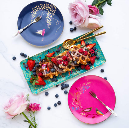 Portmeirion Sara Miller London Chelsea Sandwich Tray | 14 Inch Serving Tray for Appetizers and Snacks | Made of Fine China with Gold Detail | Handwash Only