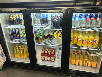 BODEGA BODEGACOOLER Commercial Bar Cooler With 3 Glass Doors,11.4 Cu.Ft Under Counter Beverage Refrigerator,Back Bar Refrigerator,Commercial Display Drink Fridge,LED Lighting Beer Wine Soda Drinks