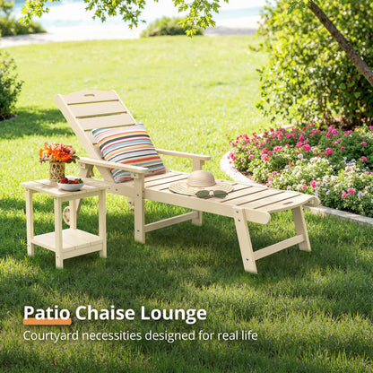 LUE BONA Outdoor Chaise Lounge Chairs Set of 2, HDPS Chaise Lounger, 5 Positions Adjustable Lounge Chairs, Pool Lounge Chair with Wheels for Poolside, Sand
