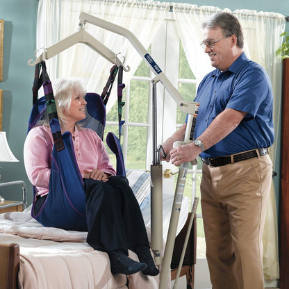 Invacare Hydraulic Patient Lift, Lightweight Transfer Lift Chair with 450 lb Weight Capacity, Bent Mast for Safer Transfers, 6-Point Padded Swivel Bar, Floor-to-Bed Height Range for Fall Recovery