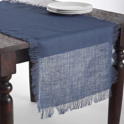 SARO LIFESTYLE JU209 Mari Sati Runners - Oblong, 20 by 108-Inch, Navy Blue