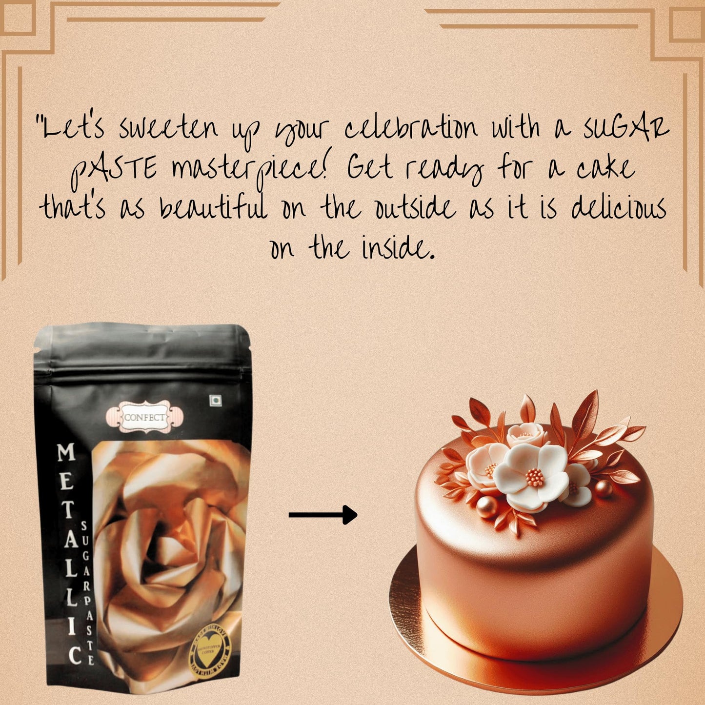 Confect Showstopper Copper Metallic Fondant | Edible Fondant For Cakes | Chefs Choice Fondants for Cake Decorating Cake | Vegan, Gluten-Free, Nut-Free, Palm Oil-Free – 8.8 Oz