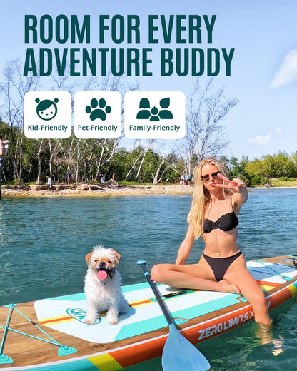 ZLX 11'6" Extra Large Inflatable Stand Up Paddle Board with Inflatable Seat | Stable Non-Slip Deck Pad and Premium iSUP Accessories - Portable Backpack & Upgraded Pump for Adults, All Skill Levels