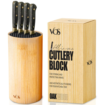 Vos Universal Knife Block - Countertop Knife Block Without Knives - Knife Holder with Non-Slip Base Sturdy Knife Organizer - Space Saving Knife Stand, Sleek & Modern Knife Rack - Bamboo