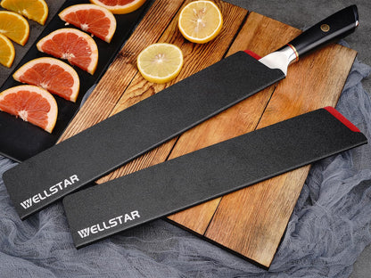 WELLSTAR Knife Edge Guards Set, 2 Piece 12 Inch Universal Blade Covers, BPA Free ABS Protective Long Blade Sheaths, Non-Scratch Felt Lining Kitchen Knives Covers (Knives not included)