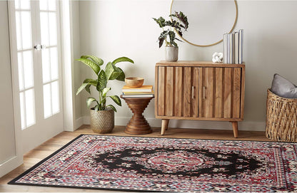 Home Dynamix Premium Sakarya Traditional Medallion Area Rug, Black, 21"x35"