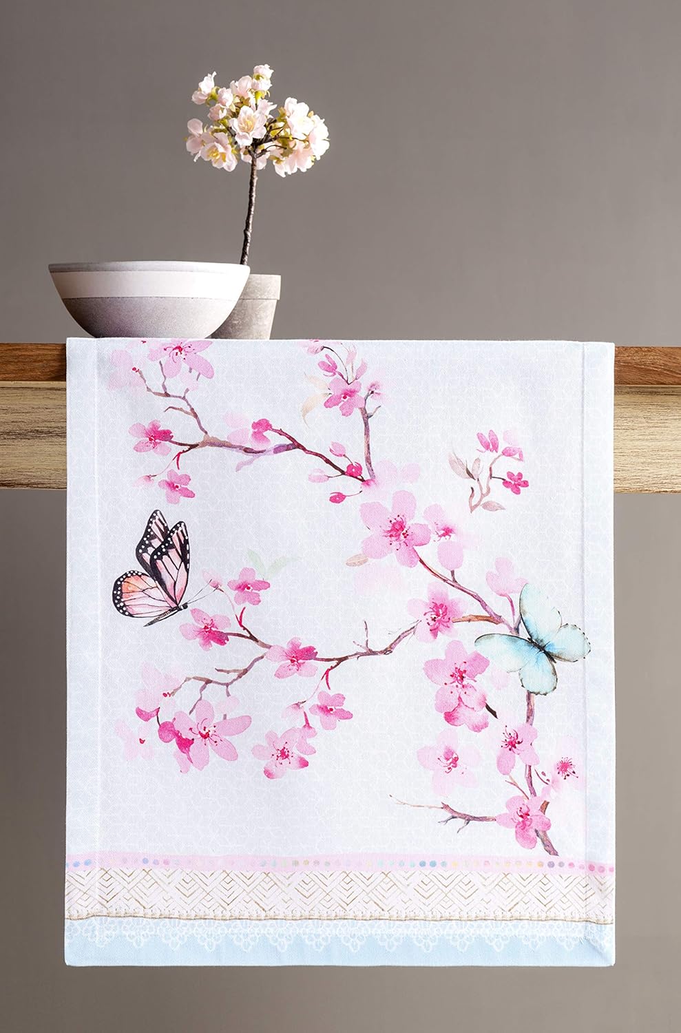 Maison d' Hermine 100% Cotton Table Runner, 72 inches Long, Decorative for Home Kitchen Dining Party Wedding (Blossoms