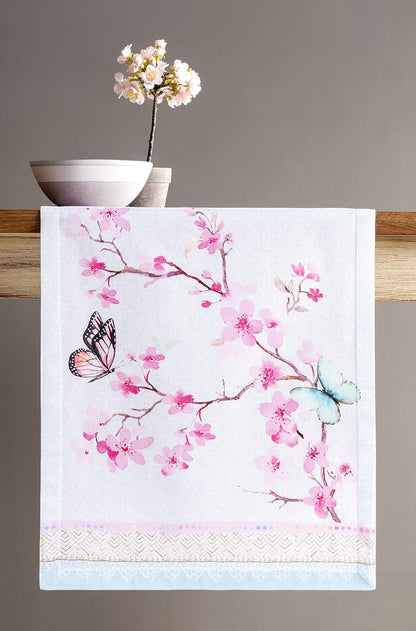 Maison d' Hermine 100% Cotton Table Runner, 72 inches Long, Decorative for Home Kitchen Dining Party Wedding (Blossoms