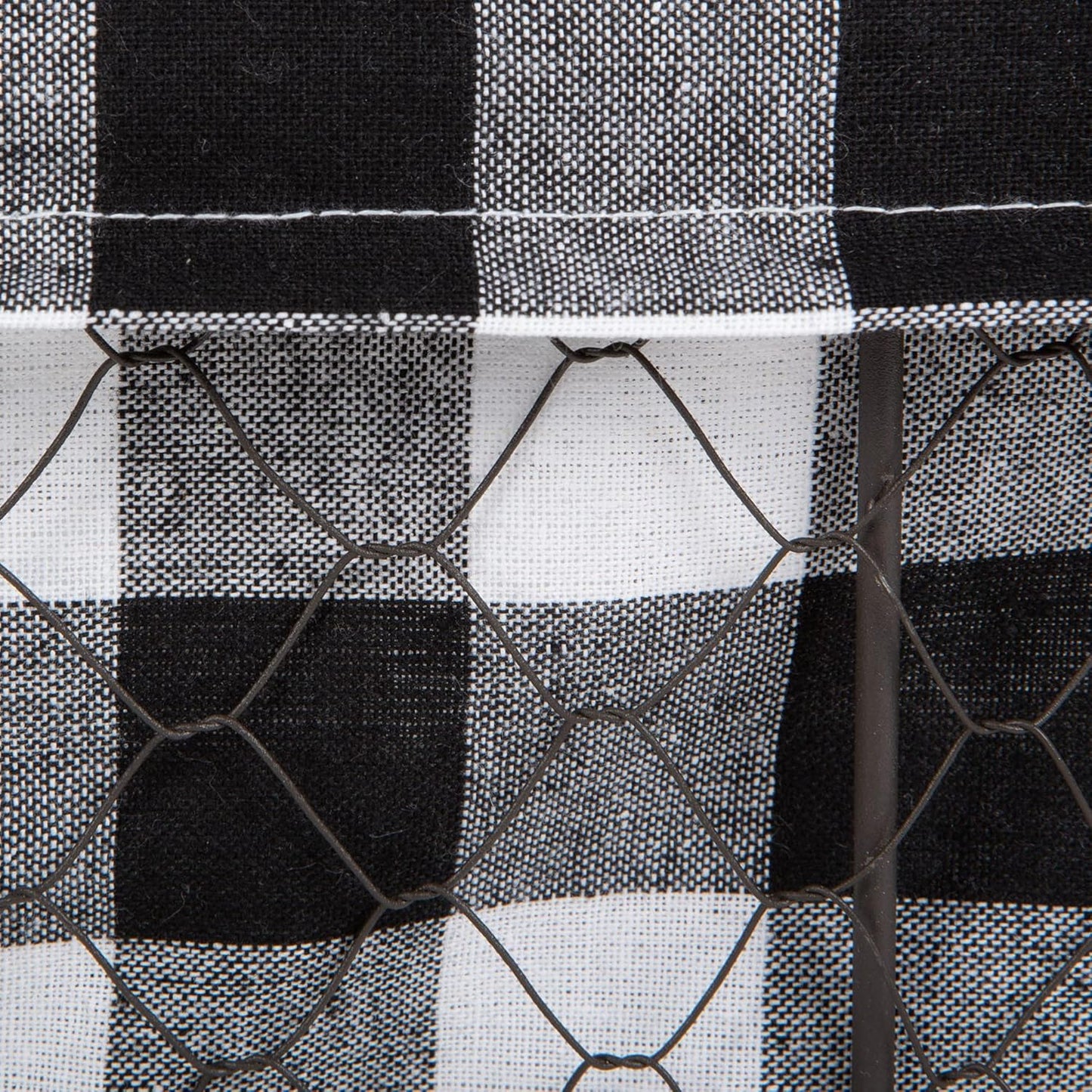 DII Farmhouse Chicken Wire Storage Baskets with Liner – Small, Vintage Black & White Check, 9x7x6", 3 Piece