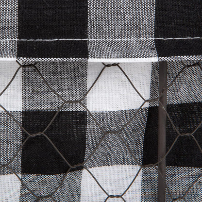 DII Farmhouse Chicken Wire Storage Baskets with Liner – Small, Vintage Black & White Check, 9x7x6", 3 Piece
