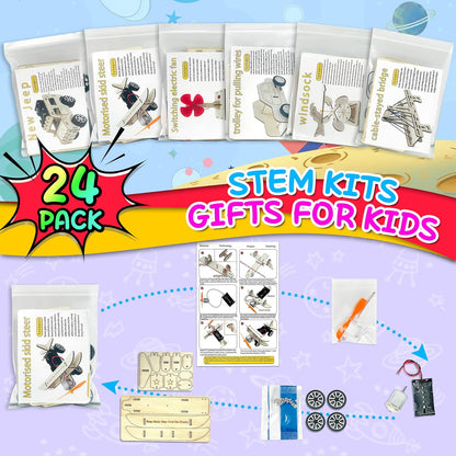 24Pack 8 9 10 11 12, 3D kortes STEM Kits for Kids Classroom, Science Building Project Craft for Ages Wooden Model Kit