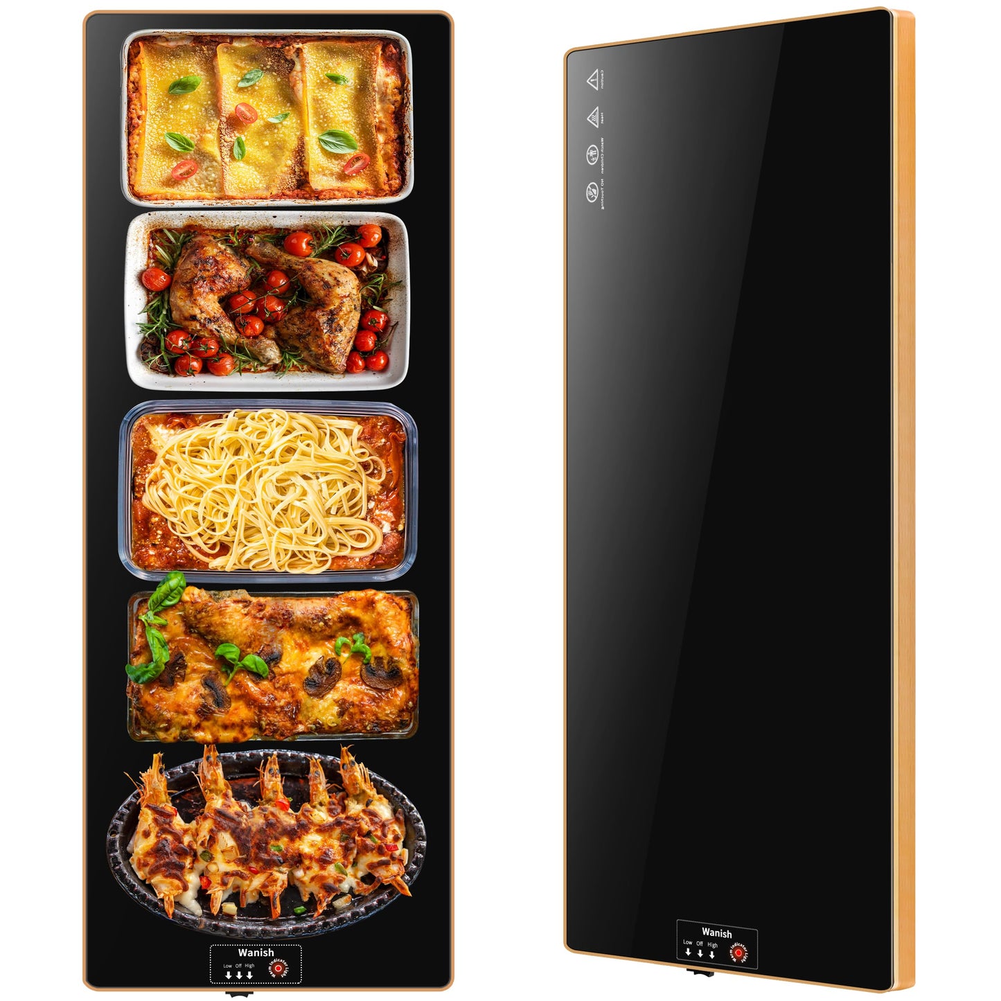 Electric Warming Tray (Extra Long 40”x12”), Warming Mat For Food with Thermostat & Full Surface Heating, Food Warmers For Parties Buffet & Gatherings, Temperature Adjustable Tempered Glass Warming Mat