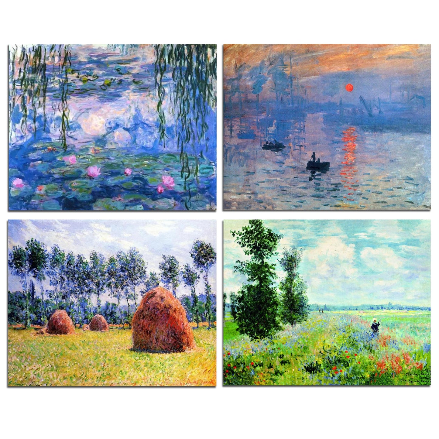Muzagroo Art DIY Diamond Painting Kits for Adults, 5D Diamond Art Kits for Beginners Paint by Diamond, Monet Diamond Arts and Crafts for Living Room Bedroom 4 PCS Wall Art