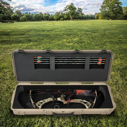 SKB Cases iSeries 4214 Portable Waterproof Hard Plastic Exterior Parallel Limb Bow Crossbow Case with Wheels and TSA Approved Latches, Tan