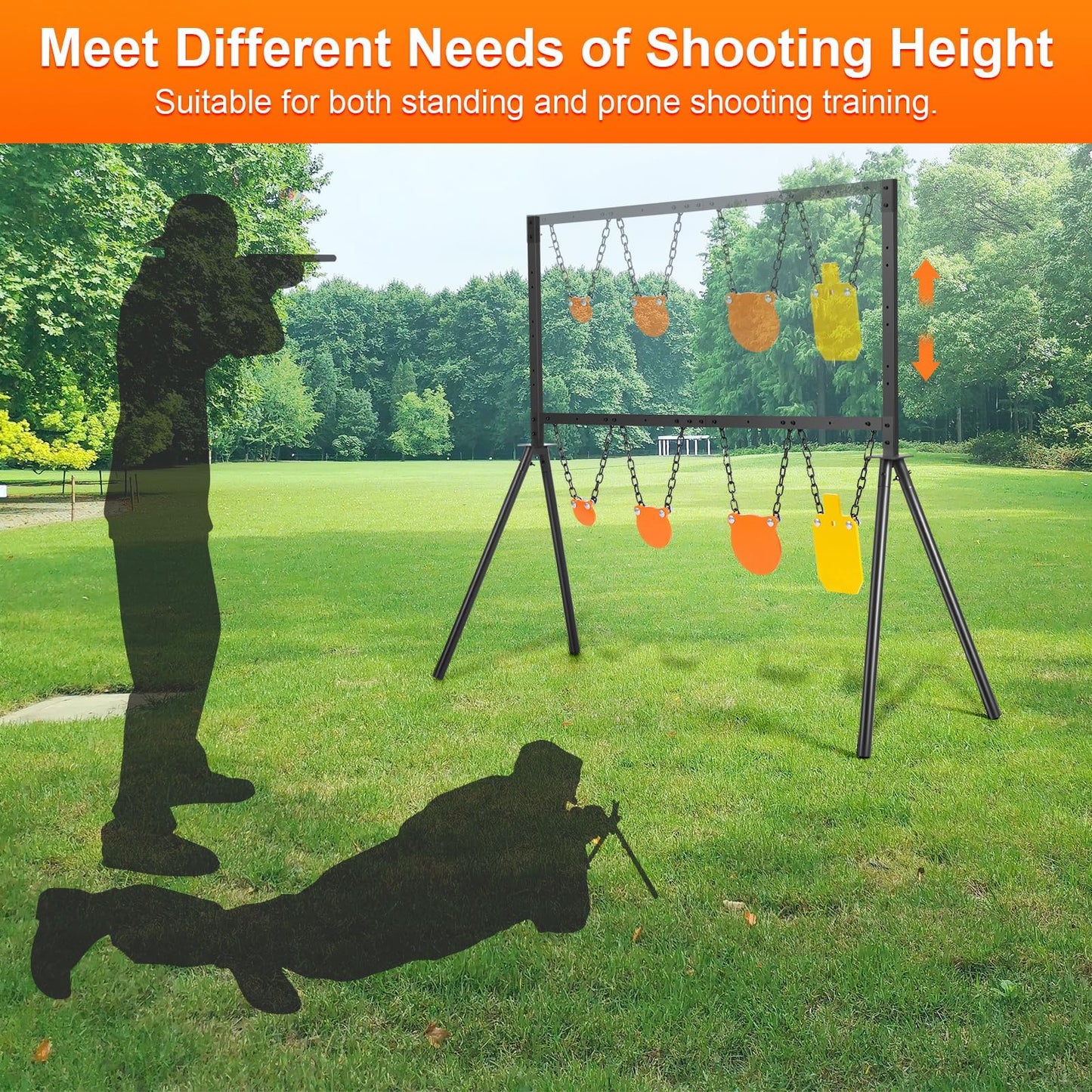 GADFISH AR500 Steel Target Stand System, 3/8 Inch Thick Steel Hostage Targets, Adjustable Height AR500 Shooting Targets for Shooting Range Outdoors