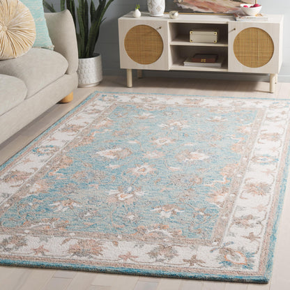 SAFAVIEH Area Rug 8x10 - Heritage Collection - Large - Light Blue & Ivory, Handmade Wool, Ideal for Living Room, Bedroom, Dining Space (HG125M)