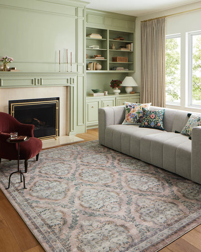 Loloi Rifle Paper Co. Courtyard Collection COU-02 Blush 7'-6" x 9'-6" Area Rug feat. CloudPile