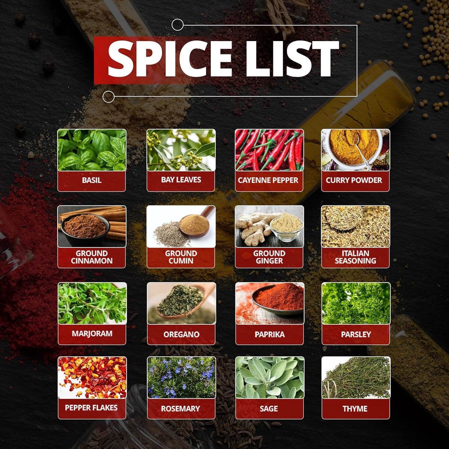 16 5-Year Countertop Orii Jar Rotating Bamboo Spice Rack with Spices Included & Spice Refill Program Compact Spice Rack