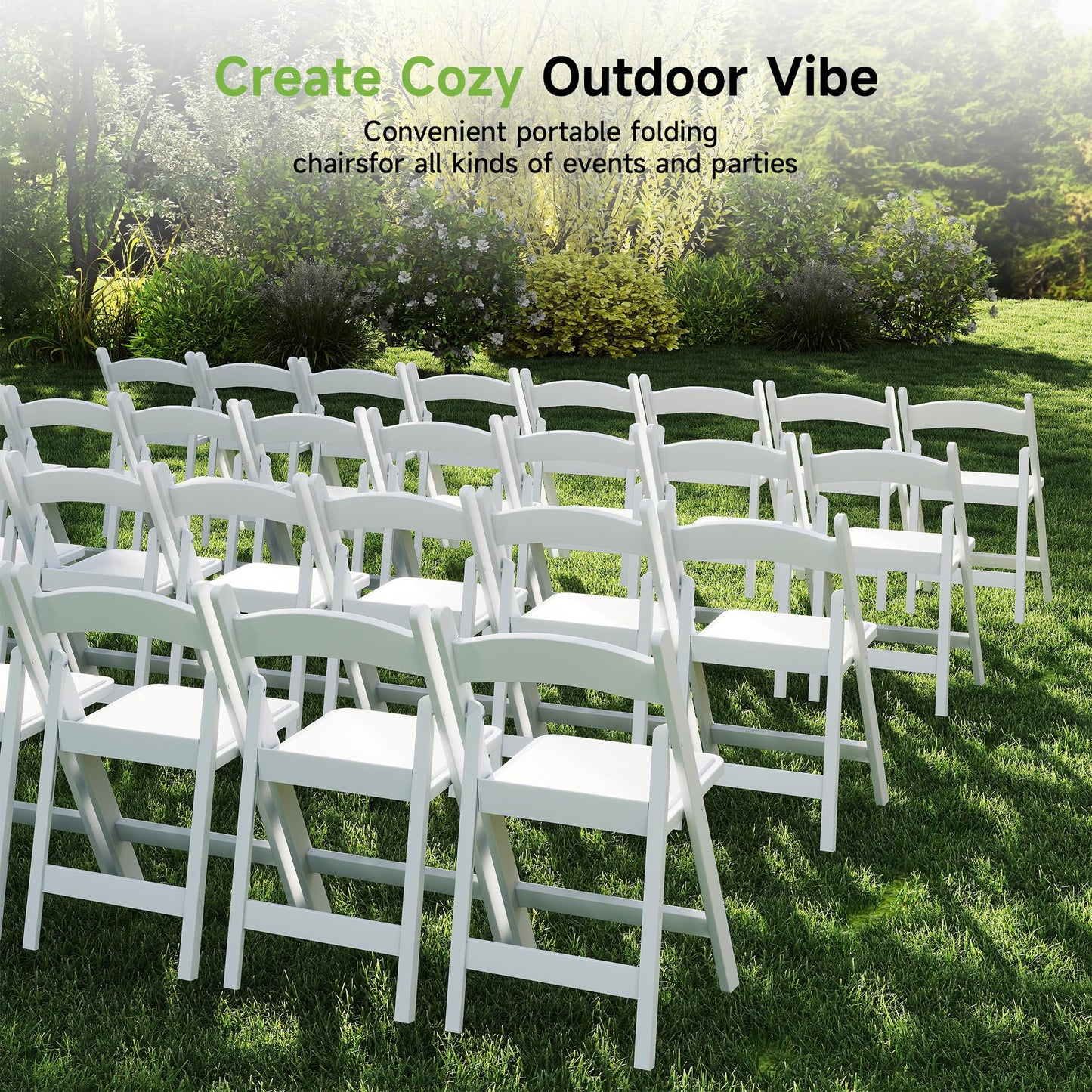 Real Relax White Resin Folding Chairs with Cushion - Comfortable Foldable Plastic Chair - Stackable Chairs with Padded Seats - Indoor/Outdoor Chairs for Events, 600lbs Capacity(10 Pack)