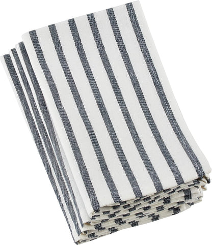 Saro Lifestyle Striped Design Cotton Table Napkin, Set of 4, 20", Navy Blue
