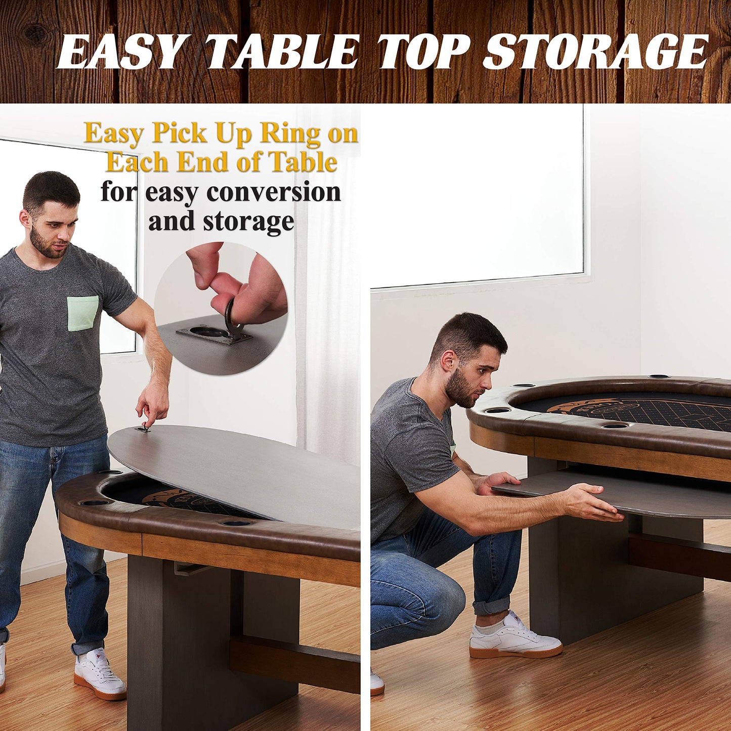 Barrington Billiards 10 Player Urban Collection Poker Table with Dining Top, Grey/Brown, 87 Inches