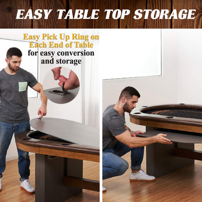 Barrington Billiards 10 Player Urban Collection Poker Table with Dining Top, Grey/Brown, 87 Inches