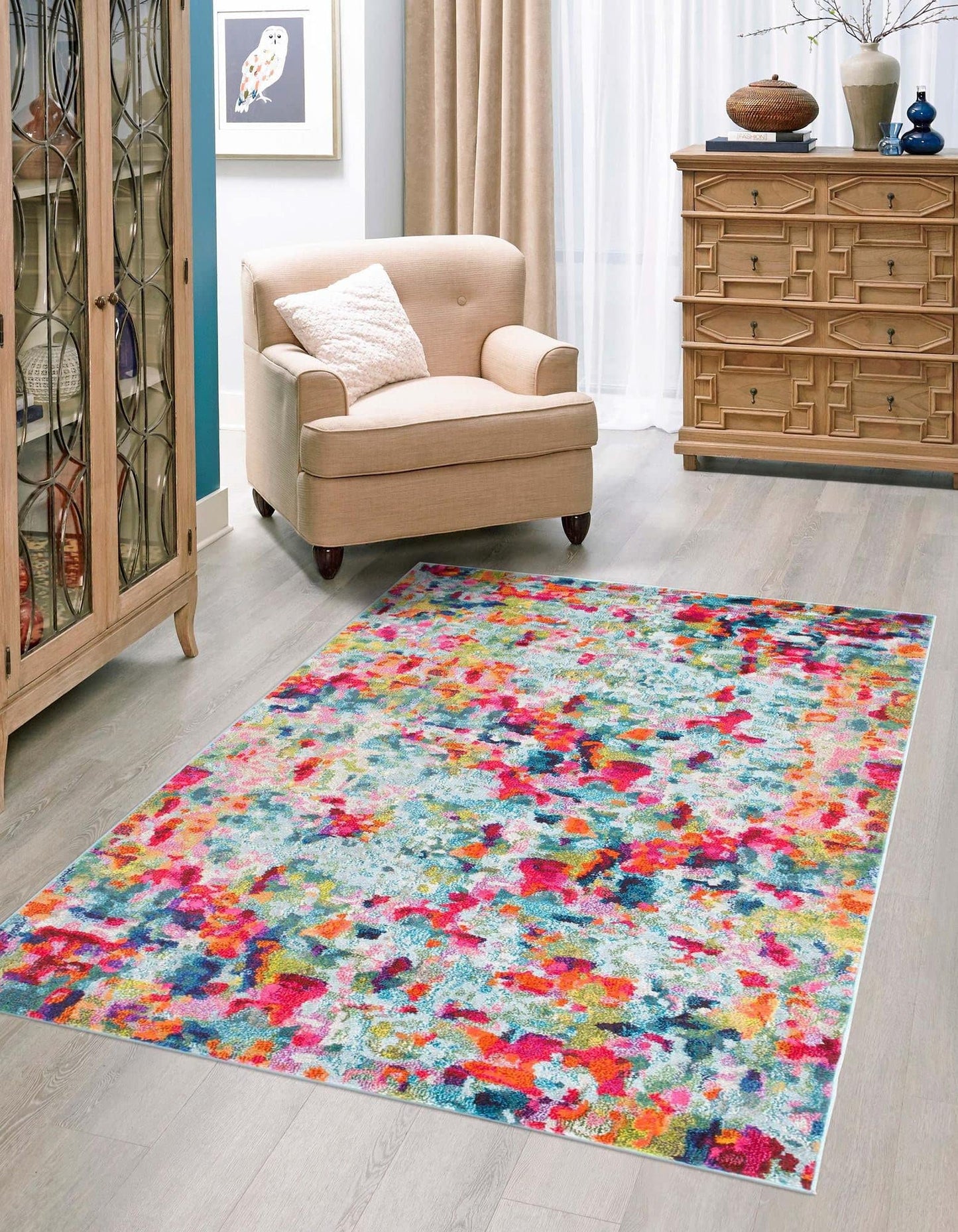 Unique Loom Chromatic Collection Area Rug - Champagne (10' x 14' 1" Rectangle Multi/Blue)