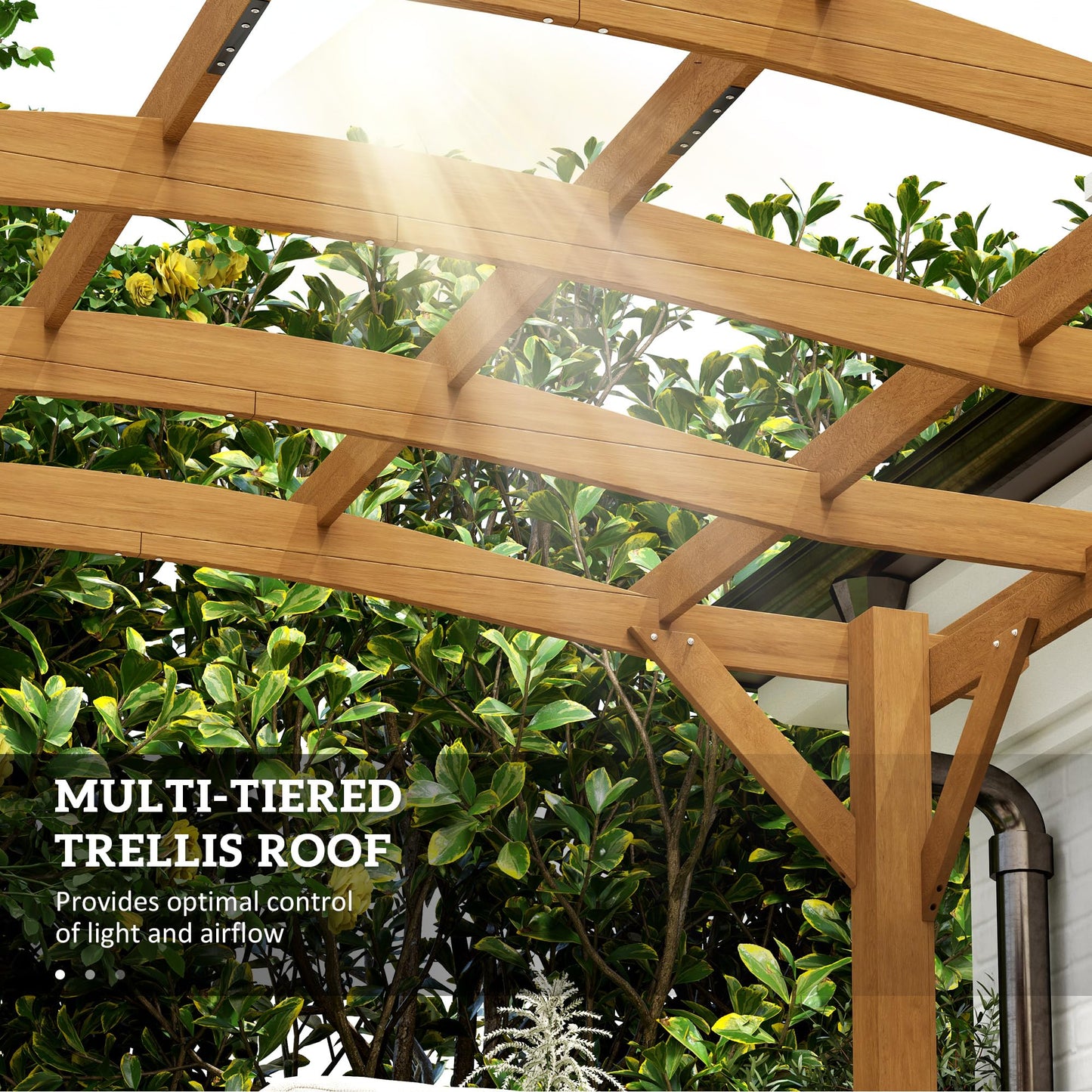 Outsunny 10' x 12' Outdoor Pergola with Arched Roof for Climbing Plant Support, Wood Gazebo Grape Trellis with Stable Structure, Concrete Anchors for Patio, Garden, Deck, Backyard, Dark Brown