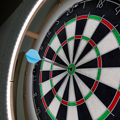 Dart Board Cabinet Set with LED Light; Bristle Dartboard, Built in LED Light, Darts and Chalkboards