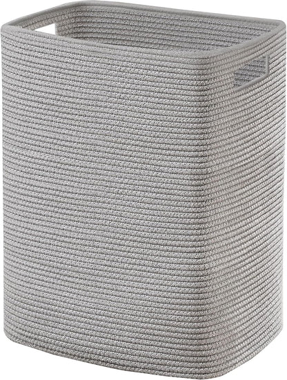 Large Gray Laundry Hamper, 16"x13"x22", Tall Woven Cotton Rope Basket for Dirty Clothes, Soft Laundry Bin, 75L