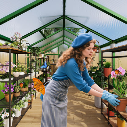 IDEALHOUSE 6×6 FT Greenhouse, Large Walk in Greenhouses for Outdoors and Garden Planting, Polycarbonate Greenhouse with Enhanced Aluminum Frame, Green Houses with Quick Setup Structure and Roof Vent