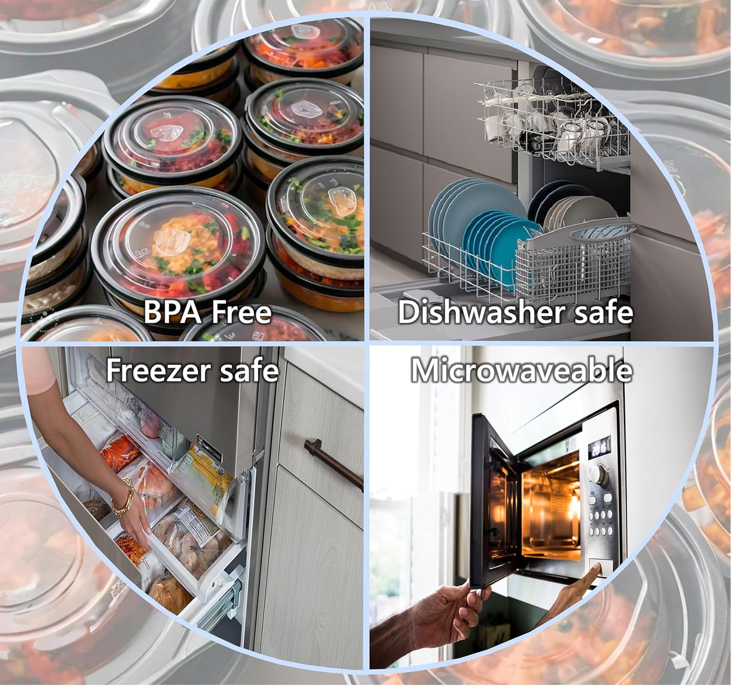 Mr Miracle 50 Pack Meal Prep Containers with Lids, 32 Oz Leakproof Take Out Containers, Microwave & Freezer Safe for