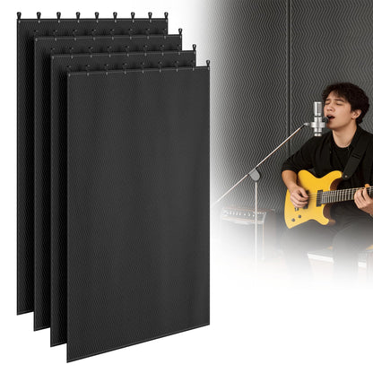 petour Soundproof Blanket for Door 4PCS, 96" x 80" Heavy Duty Acoustic Sound Dampening Blanket with Metal Grommets, Noise Reduction & Light Blocking for Studio, Room, Basement (96" x 80")